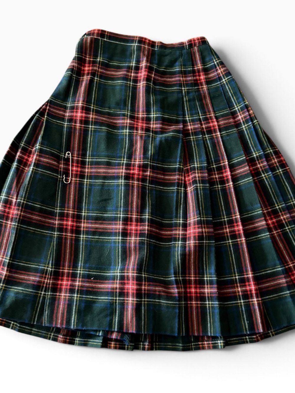 Classic Green Plaid Pleated Skirt - Women's size 26
